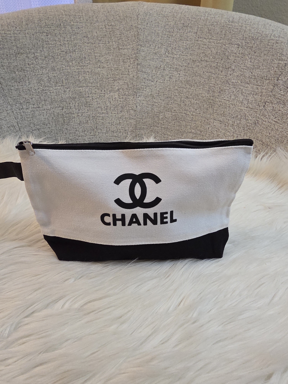 Black & White Canvas Pouch Cosmetic Pouch Organizer
